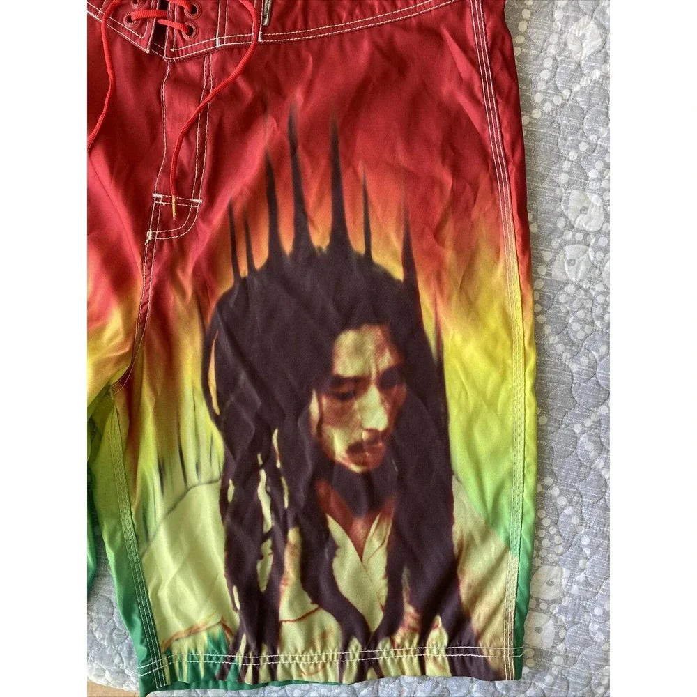 Dragonfly Bob Marley Reggae Men's Swim Trunks Board Shorts Size 38